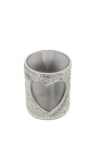 Porta tealight in vacchetta cuore grigio taglia XL