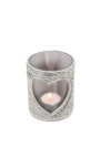 Porta tealight in vacchetta cuore grigio taglia XL