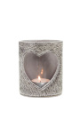 Porta tealight in vacchetta cuore grigio taglia XL