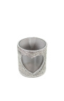 Porta tealight in vacchetta cuore grigio taglia L