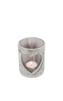 Porta tealight in vacchetta cuore grigio taglia L