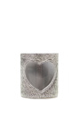 Porta tealight in vacchetta cuore grigio taglia M