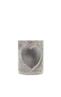 Porta tealight in vacchetta cuore grigio taglia M