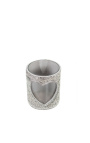 Porta tealight in vacchetta cuore grigio taglia M