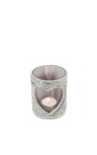 Porta tealight in vacchetta cuore grigio taglia M