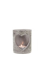 Gray heart cowhide candle holder size M