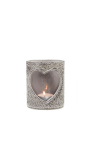 Porta tealight in vacchetta cuore grigio taglia M