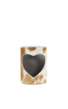 Porta tealight in vacchetta cuore marrone e bianco taglia M