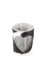 Black and white heart cowhide candle holder size XL