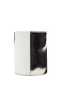 Black and white heart cowhide candle holder size XL