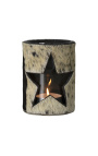Black and white star cowhide candle holder