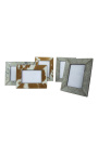 Rechteckiger Bilderrahmen aus grauem Rindsleder für Fotos im Format 15 cm x 10 cm