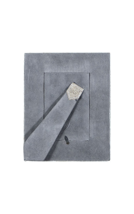 Moldura retangular em couro bovino cinza para foto 18 cm x 13 cm