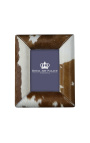 Rectangular photo frame in brown and white cowhide for a photo of 18cm x 13cm
