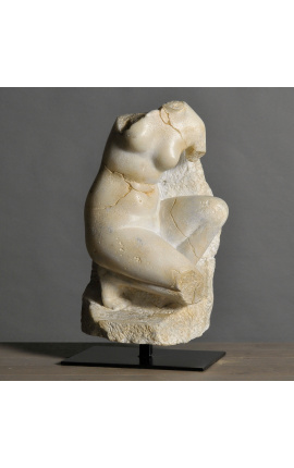 Sculptuur &quot;Venus Kneeling&quot; black metal ondersteuning