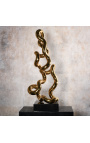 Grande escultura dourada contemporânea "Tubulaire N°2"