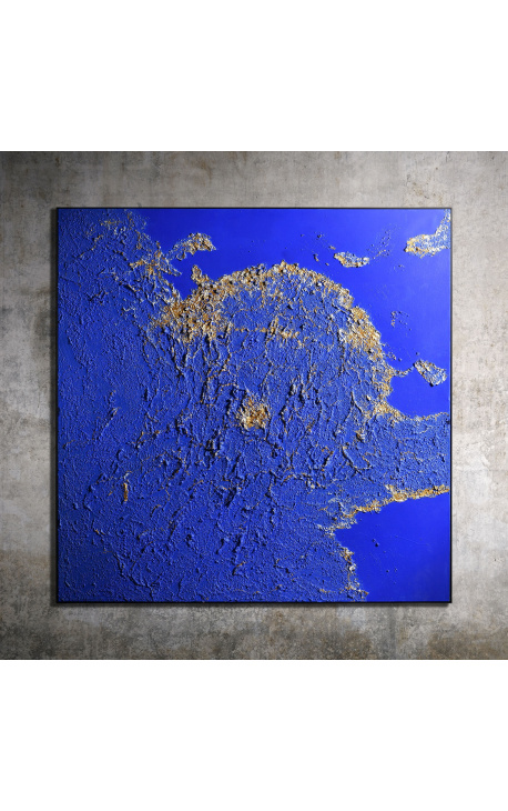 Pintura contemporânea quadrada "Bleu Dune - Grande Formato"