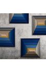Set of 6 contemporary square paintings "Convex Optic Blue"