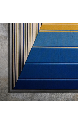 Ensemble de 6 tableaux contemporains carrés &quot;Bleu Optique Convexe&quot;