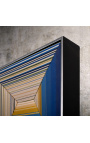 Conjunto de 6 quadros quadrados contemporâneos "Convex Optical Blue"