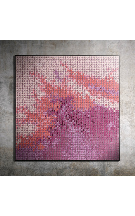Tableau contemporain carré "Blues Rose" peinture acrylique