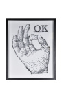 Contemporary rectangular painting "Ok" formed of pins