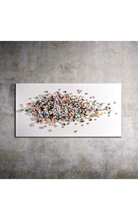 Very large contemporary rectangular painting "Bubbles" formed of balls