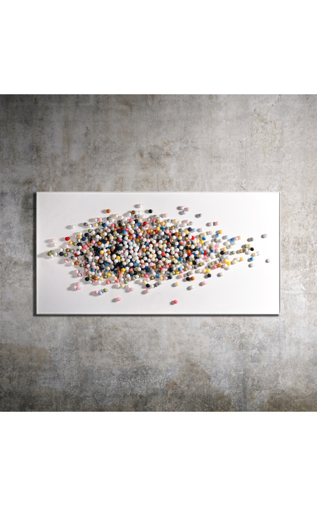 Pintura rectangular muy grande contemporánea Bubbles formado de bolas