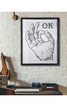 Contemporary rectangular painting &quot;Ok&quot; formed of pins