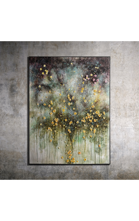 Pintura retangular contemporânea "Tribute to Monet - Yellow Opus - Small Size"