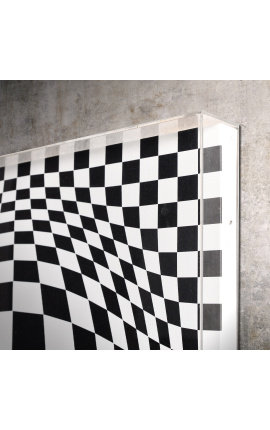 Tableau contemporain &quot;Illusion d&#039;optique / Acrylique N.6&quot; avec caisse en plexiglass
