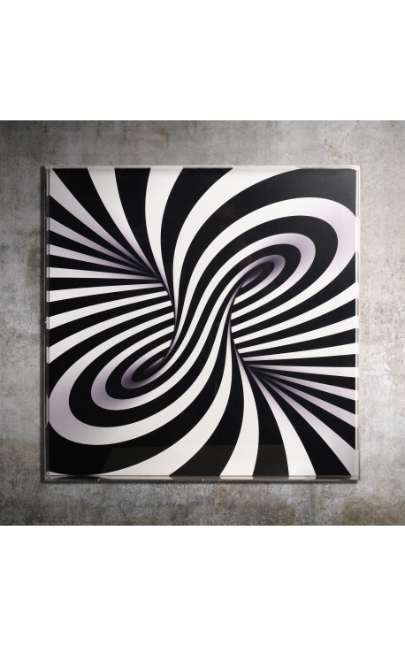 Tableau contemporain "Illusion d'optique / Acrylique N.1" avec caisse en plexiglass