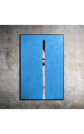 Hedendaagse rectangulaire acrylverf "Indiscretie - Onderzoek Cyan"