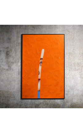 Moderne rechteckige Acrylmalerei "Indiskretion - Studium Orange"