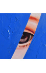 Pictură acrilică rectangulară "Indiscreţie - Studiu albastru"