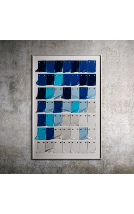 Tableau contemporain rectangulaire en 3d "Plasticité - Outremer 1"