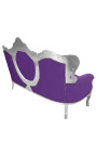 Barroco Sofa tela de terciopelo morado y plata de madera