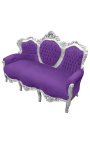 Barock Sofa lila Samtstoff und Holz silber - 14