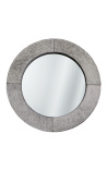 Кръгло настолно огледало с истинска сива телешка кожа - 1