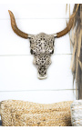 Трофейна декорация за стена от алуминий и дърво "Глава на бик"
