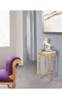 Grande supporto rotondo e dorato in stile Luigi XVI con marmo beige
