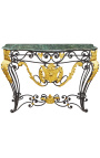 Smideskonsol i Louis XV-stil med grön marmor - 1