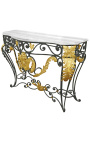 Smideskonsol i Louis XV-stil med vit marmor - 10