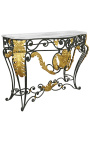 Smideskonsol i Louis XV-stil med vit marmor - 8