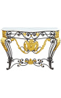 Smideskonsol i Louis XV-stil med vit marmor - 1