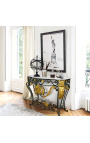 Smideskonsol i Louis XV-stil med vit marmor - 5