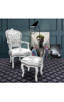 Barroco reposapiés Louis XV Leatherette Plata y madera de plata - 2