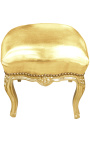 Baroque footrest Louis XV false skin gold and gold wood