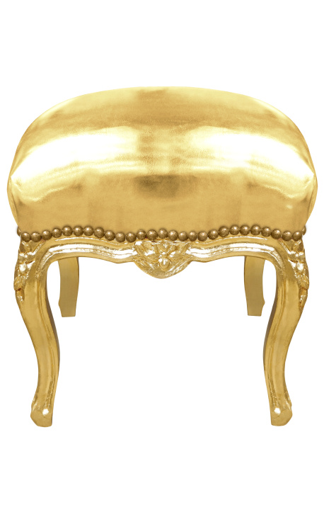 Barock fotstöd Louis XV falsk hud guld och guld trä