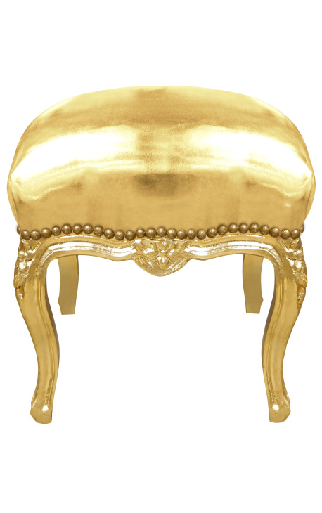 Barokk lábtartó XV. Lajos műbőr arany és aranyfa